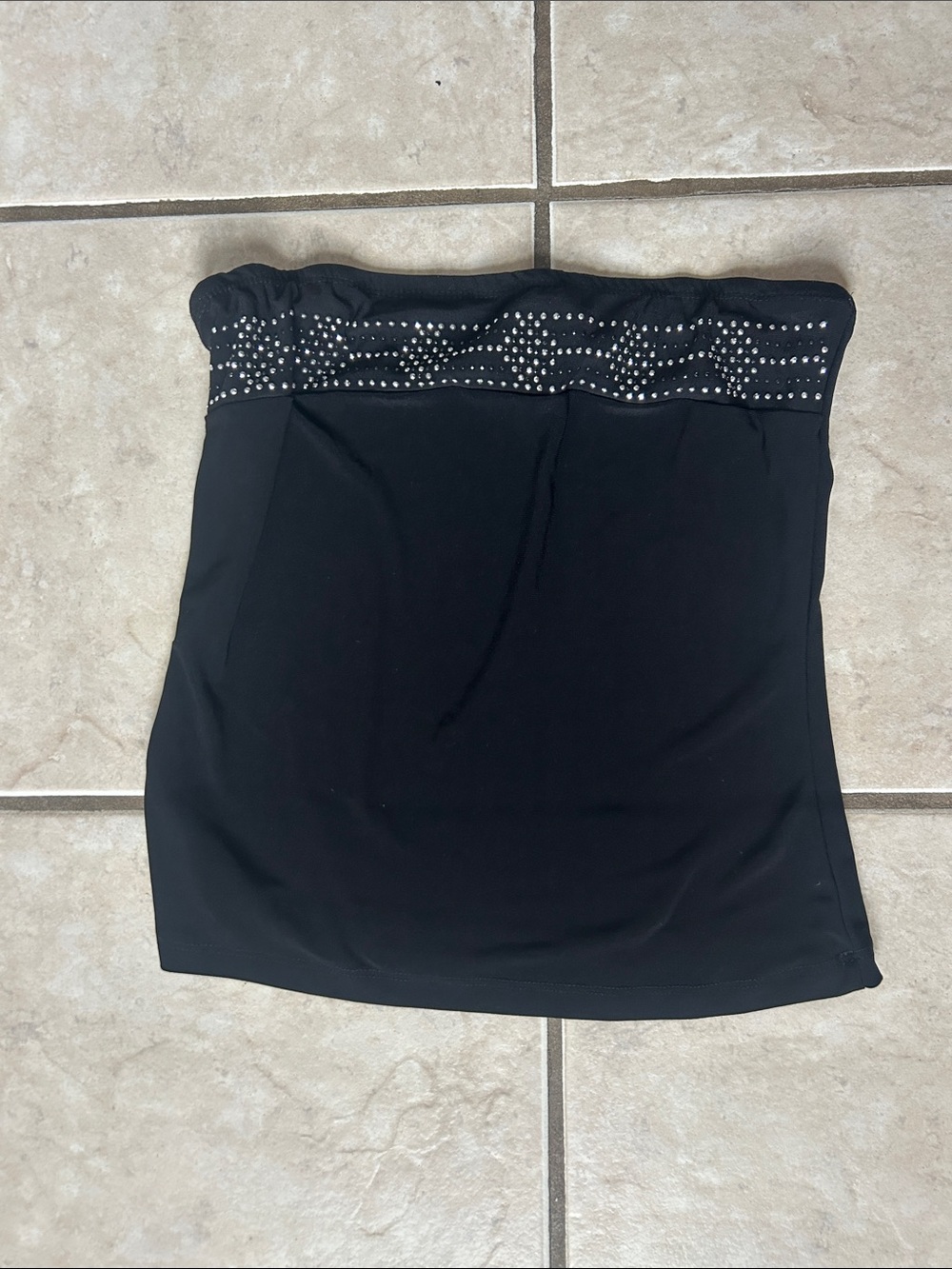 Vintage Strapless Top with Studded Trim